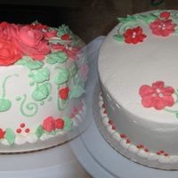 Practice Cake Time....take 2! Still had free time, this is a orange-cicle cake with buttercream frosting. Again flowers right on cake, minus the roses :) I like it!