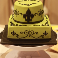 Fleur De Lis Baby Shower Cake Cake was inspired by the baby's bedding and the shower invitations. I used a paper punch tool for the small fleur de lis. It worked...