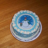 Snowman Cake White cake, edible image, bc icing.