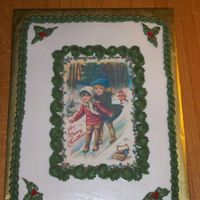 Old Time Christmas white cake, bc icing, edible image
