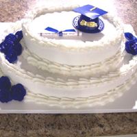 Last Minute Graduation Cake blue and white.