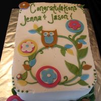 Baby Shower Another shower cake to match custom invitations. Buttercream with handcut fondant accents. This was a fun cake to make!