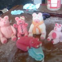 Sugarpaste Bears i modelled these bears using modelling paste they went on a birthday cake with a teddy bears picnic theme