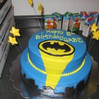 Batman Cake This was the cake I made for my son's 5th birthday party. Covered and decorated in MMF w chocolate stars. Thanks to all CCers for...
