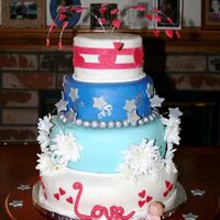 Adoption Party Cake My newly adopted niece designed the cake. All decorations are MMF or gumpaste including the little girl. Each tire is a different flavor....