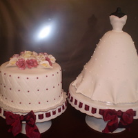 Maria's Shower Bridal Shower cakes...both covered in fondant with gumpaste flowers.