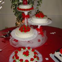 1St Wedding Cake This is my 1st Wedding Cake. Top & bottom are white w/raspberry filling, middle 2 cakes are white w/buttercream and choc w/choc...