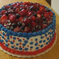 4Th Of July This was a fresh fruit cake for 4th of July I made for my mothers work. They enjoyed it.
