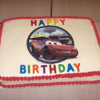 Cars Birthday Cake This was my disater cake. I tried the FBCT and it did not worked so I have to settle for the good ole edible image. They make life so easy...