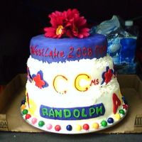 Grad Cake my first grad cake with bottom layer represents elementary, middle school 2nd layer and top layer high school. they loved it. Made in a...