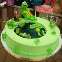 Pond Cake For a pool party... my niece loves turtles so I created this cake with a jello filled pond and little critters.