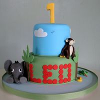 Jungle Cake Jungle themed cake for a first birthday