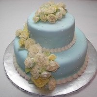Wilton Course 3 Final Cake I discovered I like gumpaste roses much better than piped ones.