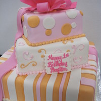 Bright Birthday all fondant, with a gumpaste bow on top