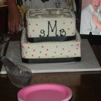 Bridal Cake My first ribbon cake, turned out pretty good. All buttercream icing with satin ribbon.