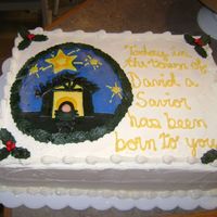 Christmas Cake For Church Nativity cake for local church christmas dinner. Buttercream with fondant decorations.