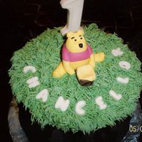 Pooh Cake This is one of favorite!! Dark fudge chocolate cake with BC icing, the sides are covered with chocolate fondant strips to give it a "...