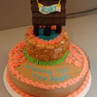 Wishing Well Cake Made this for a coworker who retired. Well is a cake, covered in fondant - top of well is two candybars glued together with melted...