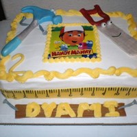 Handy Manny Marble Cake w/ butttercream frosting. Last min cake so found photo from internet copied & covered and made 2 tools missing from the...