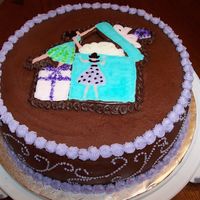 Bridal Shower Chocolate Buttercream Transfer Chocolate cherry cake with choclate buttercream icing. the top is a buttercream icing transfer to match the invitations. Side has swirled...