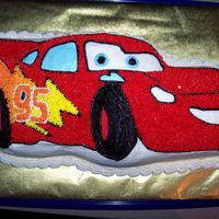 Cars- Lightening Mcqueen vanilla cake, vanilla buttercream, Lightening McQueen from Cars
