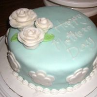 All Fondant My mom is in love with fondant and requested an all fondant mothers day cake. Her favorite color is blue, so this is what I made her