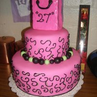 My 27Th Bday Cake This is the cake I made for myself, for my birthday :) The shopping bag is a rice crispy treat, and its all covered in MMF. TFT!! :)