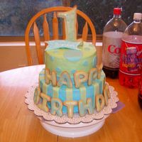 Cookies And Cake! I made this for my Godsons 1st birthday. :) The Happy Birthday, and number 1 on top are made of iced sugar cookies.. The cake is BC, with...