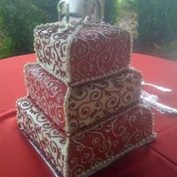 Red/white Sqaure Wedding Cake 