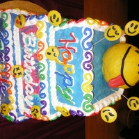 Tie-Dyed Birthday Cake My DD made most of this cake for her 18th birthday! She wanted tie-dye and smiley faces so she combined the two, inspiration from cakes she...