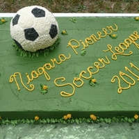 Soccer Cake End of the soccer season and they had a picnic - told everyone to bring a dish to pass! This was supposed to feed about 100-125 people but...