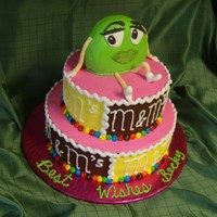 M&m's 2 Tiered Retirement cake for children's church director at our church. She loves M&M's.