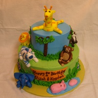 Jungle Theme 1St Birthday Cake With Smash Cakes Made for two boys in the family celebrating their birthdays on the same day. Smash cake made for each of them.