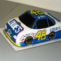 Jimmy Johnson Nascar Cake 3D car iced and decorated in buttercream. Themed after Jimmy Johnson's Nascar