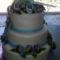 Dragon Fly In Pansies Wedding Cake My coworker needed a wedding cake for her daughter, unfortunately the reception was a very 'last minute' experience and so she...