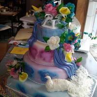 Peacock Retirement Cake I made this cake for my client who is retiring and is hosting her retirement party today... her only request was for blue pansies, the rest...