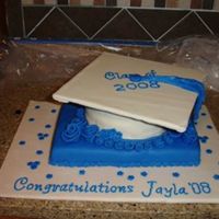 Course 3 Final This is 1/4 sheet cake base with a 8 in. round on top covered in MMF. I used Duff roses and the small flower cutter.