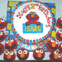Elmo Second Birthday Cake And Cupcakes 