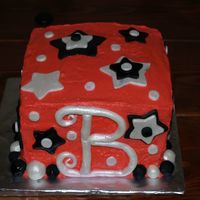 Pink/black LAST MINUTE CAKE FOR FRIEND. LEARNING TO USE AIR BRUSH, ALSO HAD PROBLEM WITH ICING, GOOD CONSISTENCY TILL ON THE CAKE SEEM TO GET WETTER...