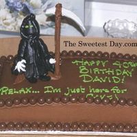 Grim Reaper Cake Fun for a Halloween Birthday, the grim reaper is an ice cream cone figure and means no harm......he's just there for the cake!