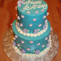 96Th Birthday Cake IMBC with coconut cake, 6" and 4" tiers.