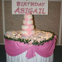 Daisy Cake This is the full view of the cake, I also made 2 dozen cupcakes to put around the cake