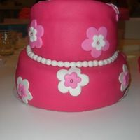 Pink Topsy My first topsy turvey (not to clear in the picture though). Love the deep pink color. Covered with marzipan and decorated with fondant.