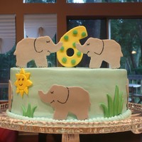 Elephant Cake 8" w/BC & fondant accents. Made for practice while trying out a recipe.