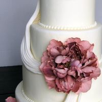 Dummy Cake For A Show Ivory fondant & draping. Silk flowers.