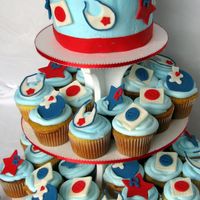 Baby Shower Cupcakes Boy themed cupcake tower.