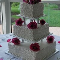 Square Wedding Cake Seperated Tiers Real Roses a friends wedding cake, not my work but wanted to share it