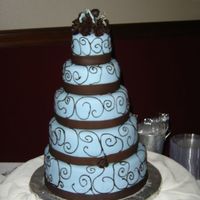 5 Tier Tiffany Blue Chocolate Swirl Fondant Wedding Cake friends wedding cake not done by me