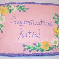 Congratulations A cake for an end-of-treatment party for my goddaughter when she completed her chemotherapy. All buttercream with royal icing flower...