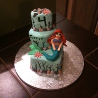 Josslyn's Little Mermaid Little mermaid cake I made for a friend @ work's granddaughter. Cake is carved and stacked wasc w/ vanilla buttercream. Covered in...